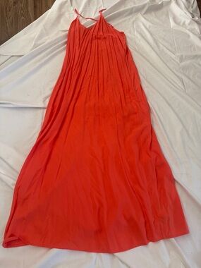 Old Navy Coral-Red Maxi Slip Dress
